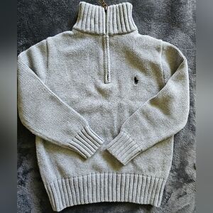 Boys Polo by Ralph Lauren Quarter-Zip Sweater in Gray - Size 5